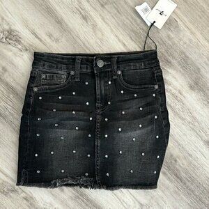 7 FOR all mankind jean skirt black with studs girls size 8 NWT